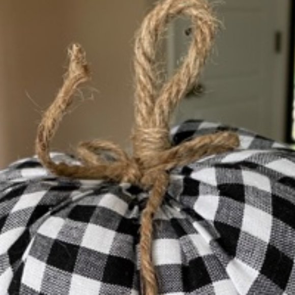 Handcrafted Black & White Checkered Fabric Pumpkin - Picture 5 of 5